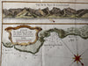Chile Juan Fernandez coast Cumberland Bay 1753 Bellin antique coast view map