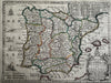 Spain 1719 Chiquet miniature antique map scarce charming w/ hand color