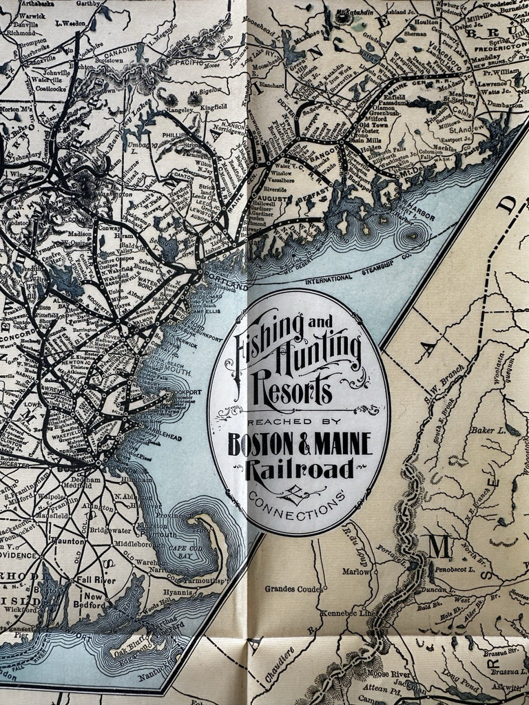 New England Maine Fishing & Hunting Resorts map 1902 Boston & Maine RR color map