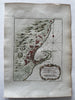 Messina Sicily Italy city plan italia 1760s Bellin coastal map lovely hand color