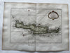 Crete Candia Greece Mediterranean 1760s Bellin coastal hand color island map