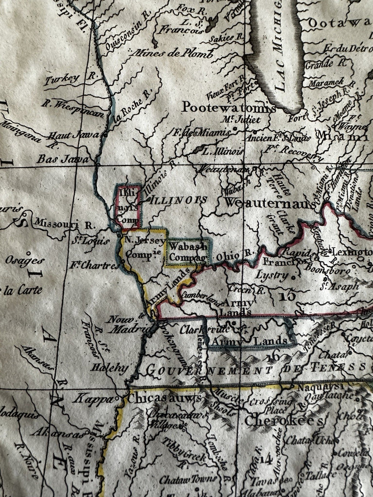 United States 1808 Wabash & NJ Co. & Army Lands 1781 Treaty of Peace scarce map