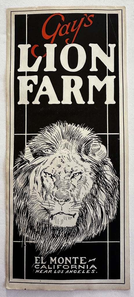 El Monte California Gay’s Lion Farm c.1925 near LA rare pocket brochure movies