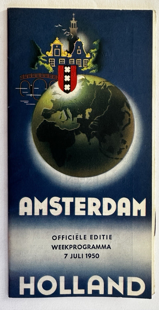 Amsterdam Holland 1950 wonderful color art deco poster art brochure city plan