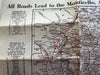 Hotel Monticello Atlantic City New Jersey 1922 Auto Road map rare early highway