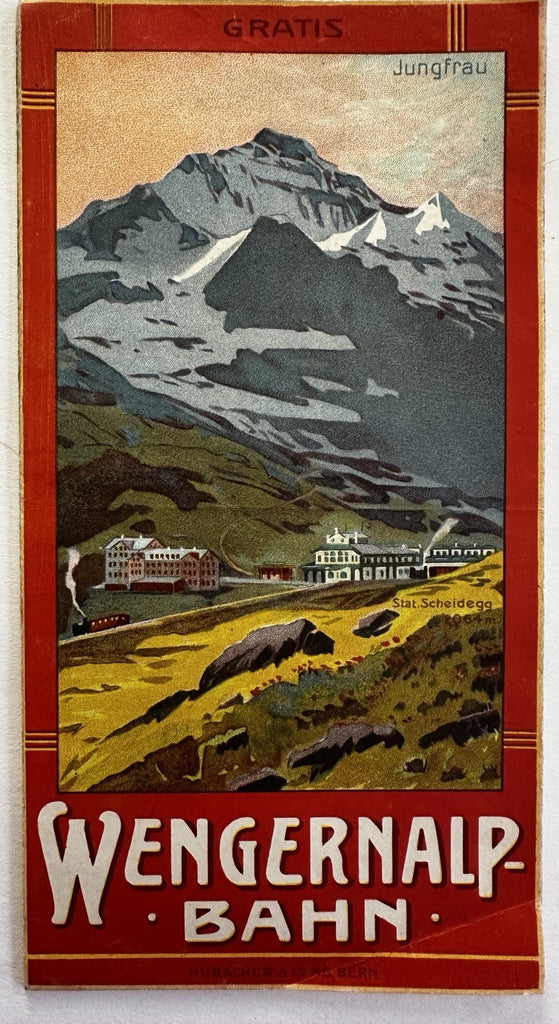 Wengernalp Bahn Alps Interlaken c.1910-20’s color tourist art deco promo booklet