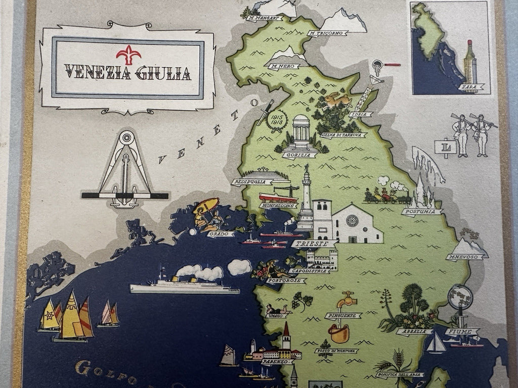 Venezia Giulia Venice Italia Italy 1941 charming color cartoon map Nicouline art