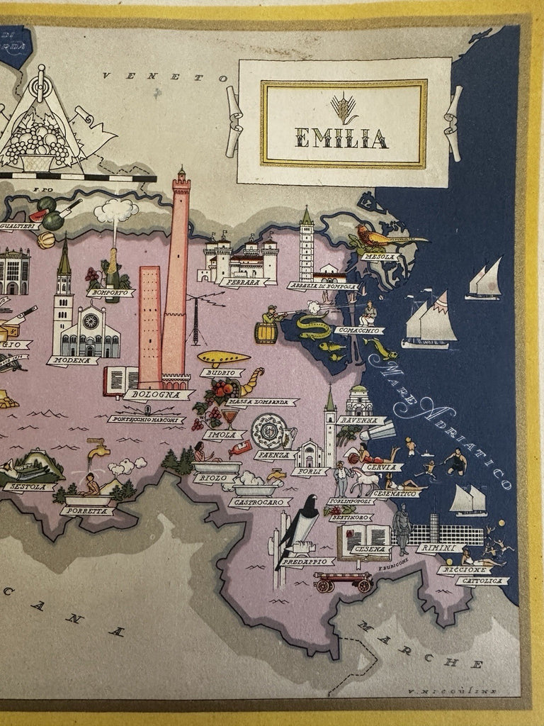 Dalmatian Dalmazia Italia Italy 1941 charming color cartoon map Nicouline art