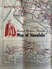 Honolulu Hawaii 1958 large detailed visitors map pictorial symbols inset plans