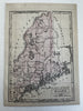 Maine U.S. state 9 counties only 1837 Boynton engraved map hand color miniature