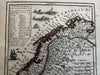 Norway sea monsters ship Scandinavia coast 1719 Chiquet attractive antique map