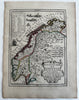 Norway sea monsters ship Scandinavia coast 1719 Chiquet attractive antique map