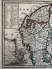 Kingdom of Denmark sea monster 1719 Chiquet attractive engraved antique map