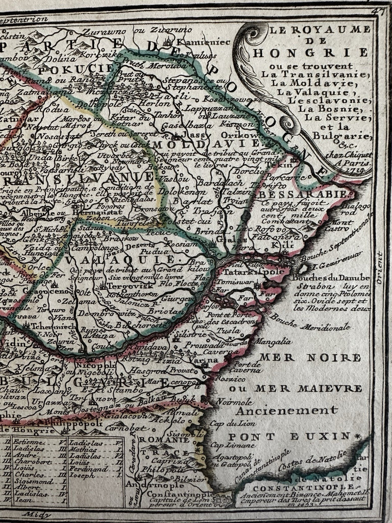 Hungary Kingdom Bulgaria Balkans 1719 Chiquet attractive engraved antique map