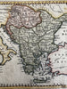 Hungary Hungarian Empire Greece 1758 attractive hand color engraved antique map