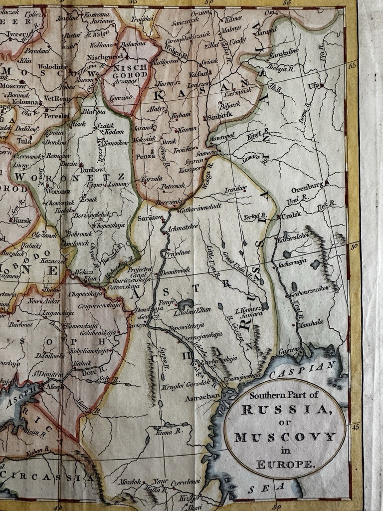 Southern Russia Moscovy in Europe & Asia 1808 attractive hand color antique map