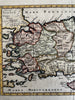 Turkey Natolia Cyprus 1711 cherub vignette attractive hand color antique map