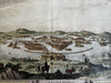 Mexico City early panorama birds-eye view 1750’s engraved print hand color