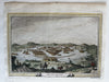 Mexico City early panorama birds-eye view 1750’s engraved print hand color