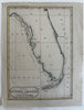 Florida Sponging Grounds map 1887 hand colored Key West Reefs west coast