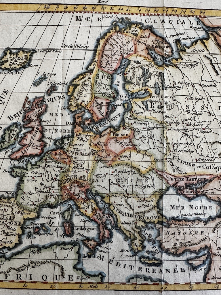 Europe continent treaties 1809 attractive engraved hand colored miniature map