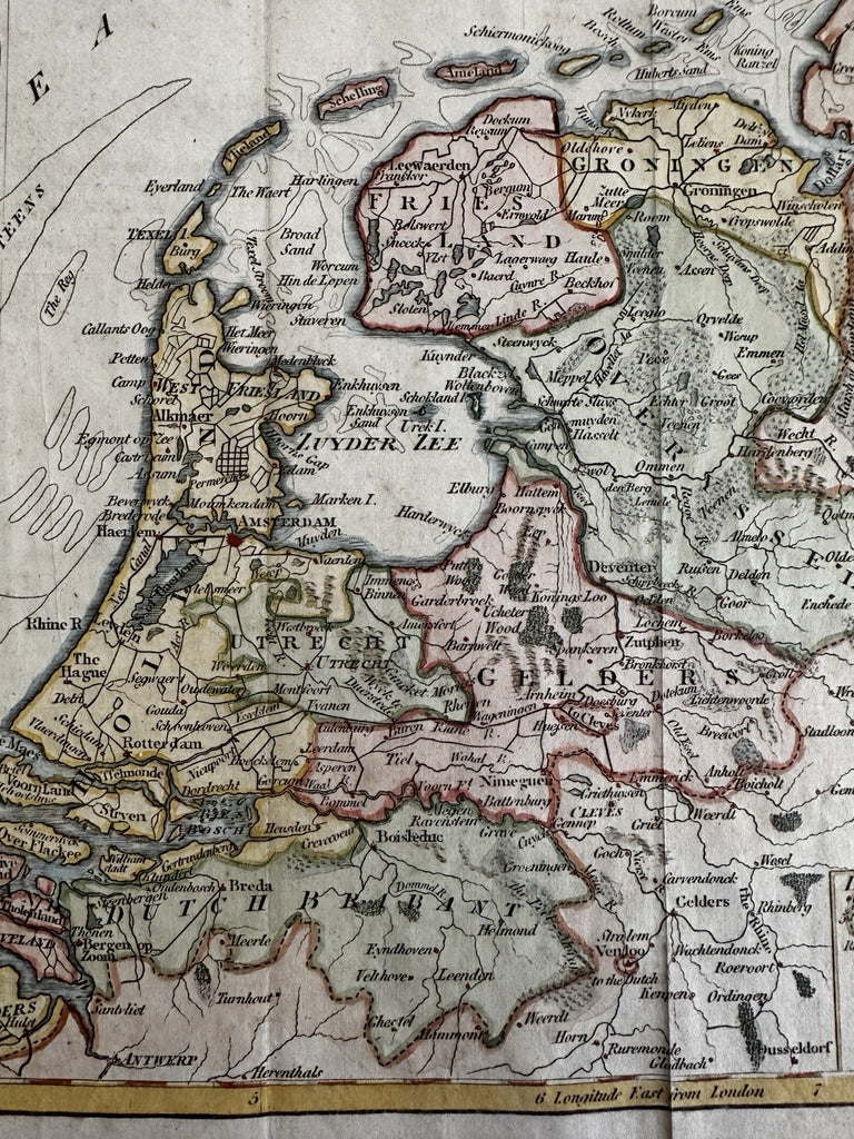 Holland Seven United Provinces Netherlands 1808 engraved hand colored map