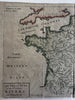 Rivers of France c.1710-20 Senex lovely engraved hand colored thematic map