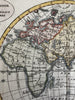 World in spheres 1828 w/ Australia attached van Diemen engraved hand colored map