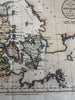Denmark Zealand Sleswick 1782 Bayly scarce engraved hand colored map