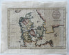 Denmark Zealand Sleswick 1782 Bayly scarce engraved hand colored map
