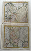 Russia in Europe 1802 northern & southern parts x 2 engraved hand color maps lot