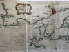 Road of Brest France harbor nautical coast chart 1760’s rare hand color map