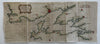 Road of Brest France harbor nautical coast chart 1760’s rare hand color map