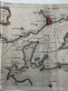 Road of Brest France harbor nautical coast chart 1760’s rare hand color map