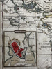 Coast France Bell Isle of Ré L’Orient Palais 1813 rare hand color nautical map