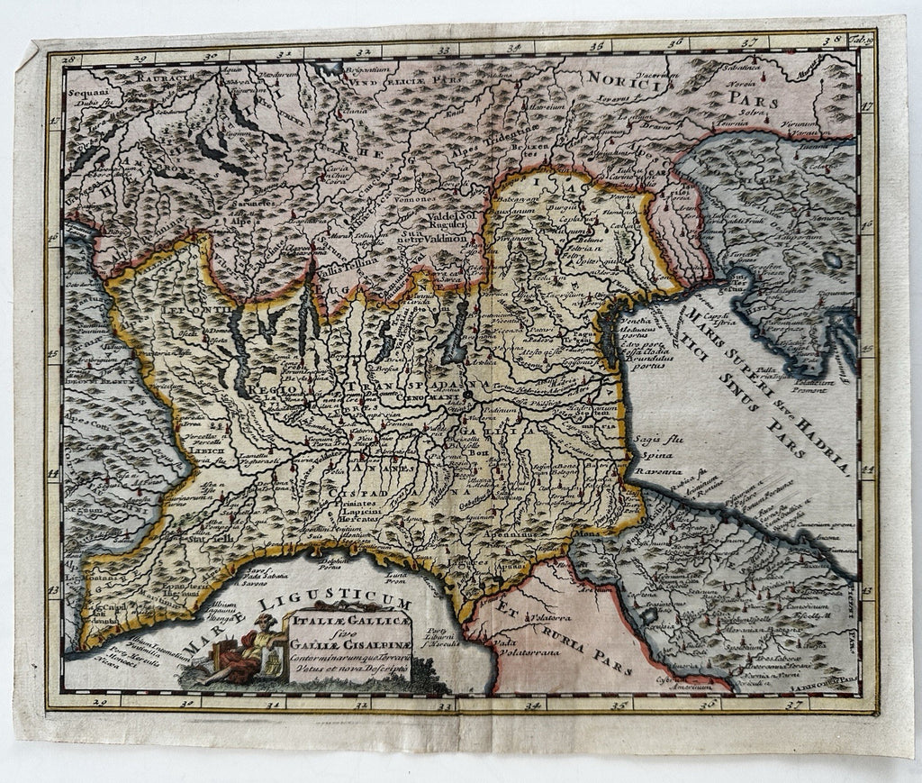 Northern Italy Cisalpine Celts ancient region c.1720 decorative engraved map