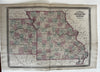 Missouri & Kansas 1870 Johnson large hand colored map