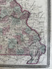 Missouri & Kansas 1870 Johnson large hand colored map