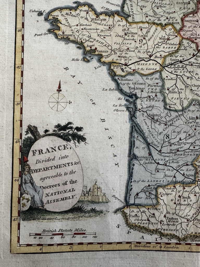 France divided into compartments National Assembly c.1790 Conder decorative map