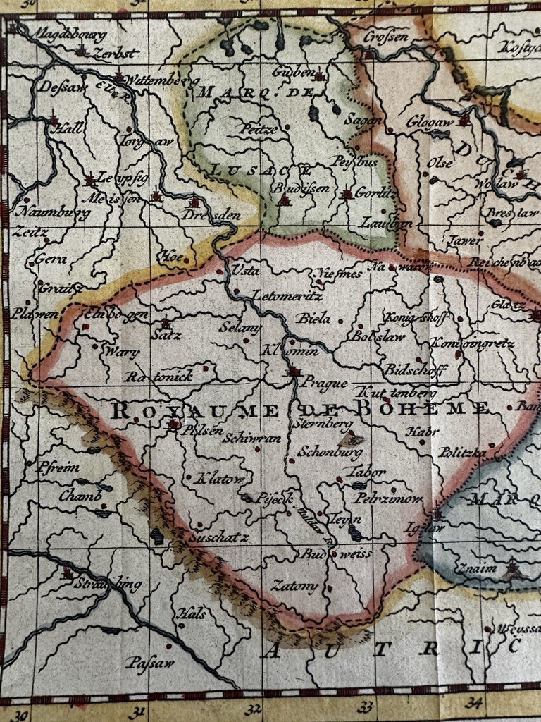 Bohemia La Boheme c.1760-90 hand colored engraved miniature map