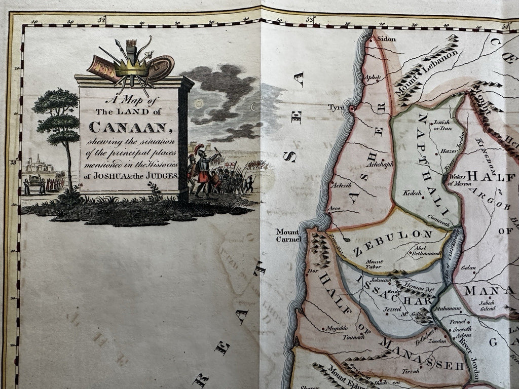 Land of Canaan historical Joshua Judges 1813 Scarce Etheridge decorative map