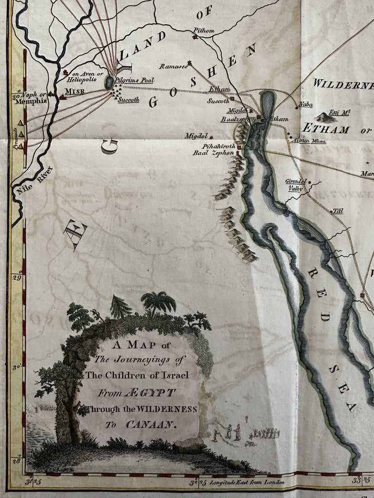 Journey Children Israel Egypt to Canaan 1813 Etheridge decorative historical map