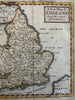 England U.K. 1744 by John Senex scarce engraved hand colored miniature map