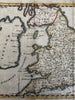 England U.K. 1744 by John Senex scarce engraved hand colored miniature map