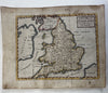 England U.K. 1744 by John Senex scarce engraved hand colored miniature map