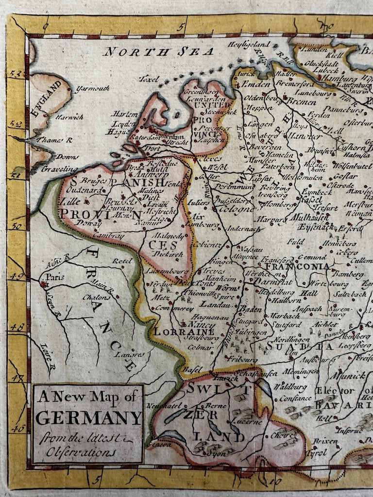 Germany Holy Roman Empire 1744 Senex engraved hand colored miniature map