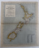 New Zealand 1881 Lett’s map shows ocean currents light houses submarine cables