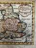 England U.K. British Isles 1681 Du Val rare miniature hand color map