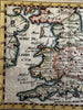 England U.K. British Isles 1681 Du Val rare miniature hand color map