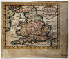 England U.K. British Isles 1681 Du Val rare miniature hand color map